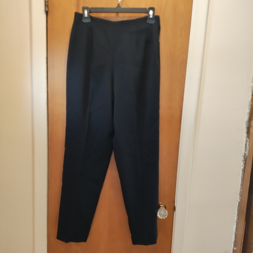 Liz Claiborne Classic Blue 💯 Wool Women's Trousers Petite. Side Zipper.
